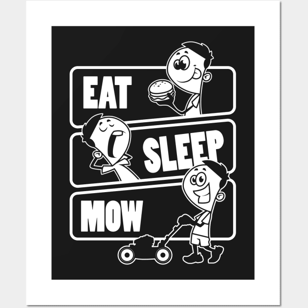 Eat Sleep MOW Repeat - Lawn Mower Grass Garden Mowing design Wall Art by theodoros20